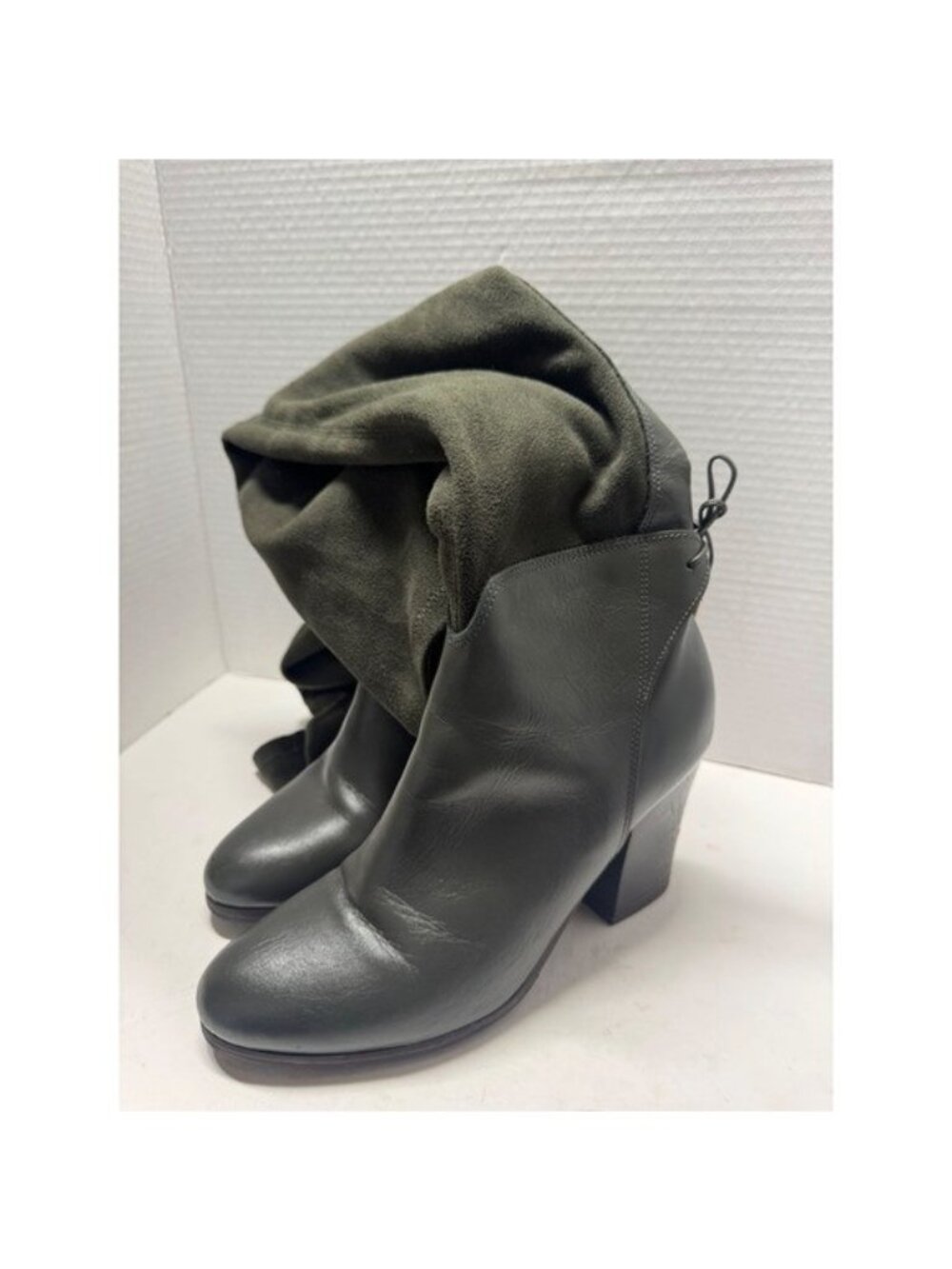 Rudsak Olive Green Leather Over The Knee Boots Made in Italy Size 41 10.5